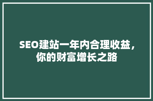 SEO建站一年内合理收益，你的财富增长之路
