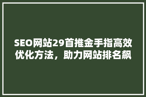 SEO网站29首推金手指高效优化方法，助力网站排名飙升