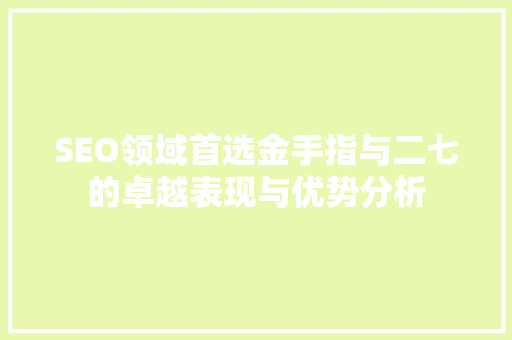 SEO领域首选金手指与二七的卓越表现与优势分析