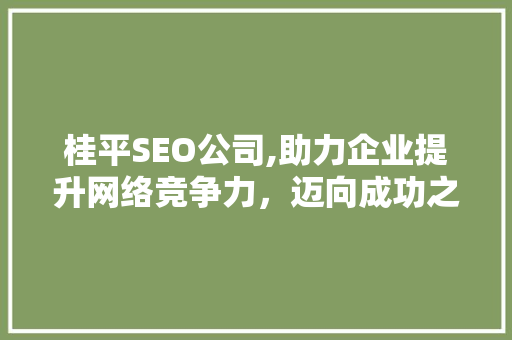 桂平SEO公司,助力企业提升网络竞争力，迈向成功之路