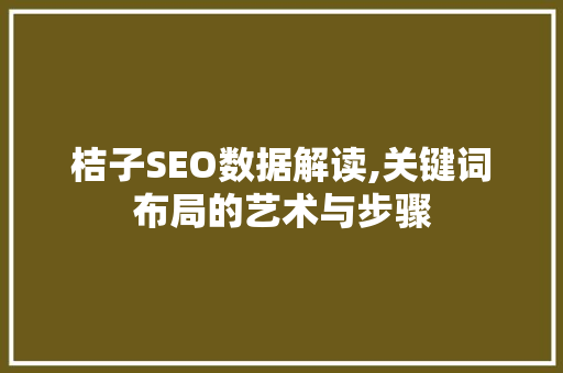 桔子SEO数据解读,关键词布局的艺术与步骤