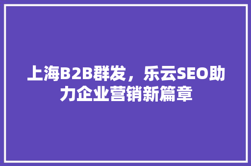 上海B2B群发，乐云SEO助力企业营销新篇章