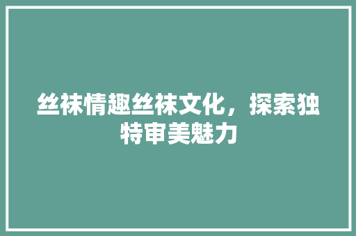 丝袜情趣丝袜文化，探索独特审美魅力