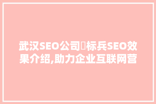 武汉SEO公司乚标兵SEO效果介绍,助力企业互联网营销腾飞