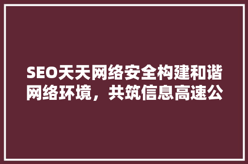 SEO天天网络安全构建和谐网络环境，共筑信息高速公路