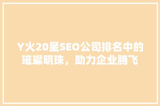 Y火20星SEO公司排名中的璀璨明珠，助力企业腾飞