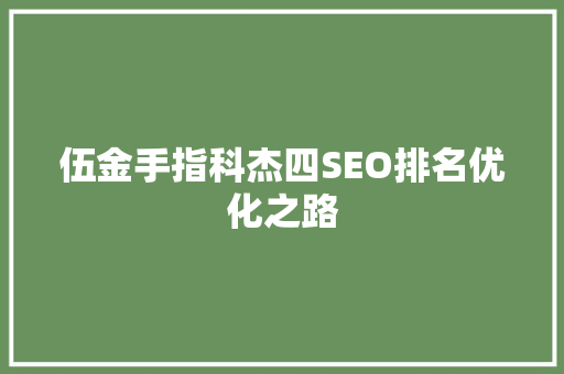 伍金手指科杰四SEO排名优化之路