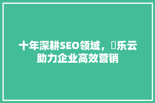 十年深耕SEO领域，乚乐云助力企业高效营销