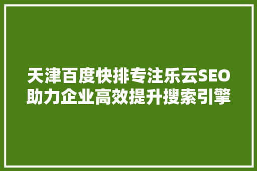天津百度快排专注乐云SEO助力企业高效提升搜索引擎排名