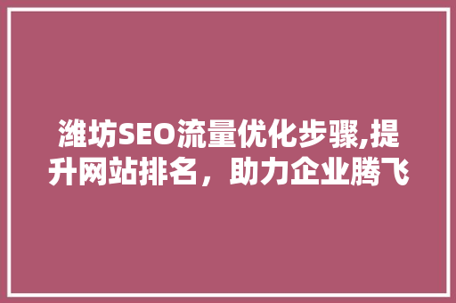 潍坊SEO流量优化步骤,提升网站排名，助力企业腾飞