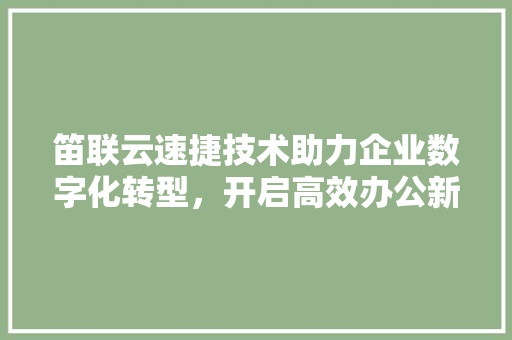 笛联云速捷技术助力企业数字化转型，开启高效办公新时代