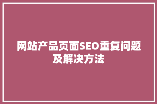 网站产品页面SEO重复问题及解决方法