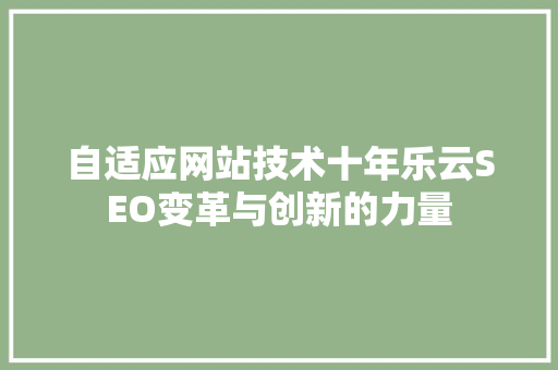 自适应网站技术十年乐云SEO变革与创新的力量