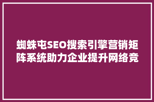 蜘蛛屯SEO搜索引擎营销矩阵系统助力企业提升网络竞争力