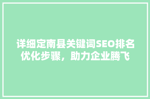 详细定南县关键词SEO排名优化步骤，助力企业腾飞