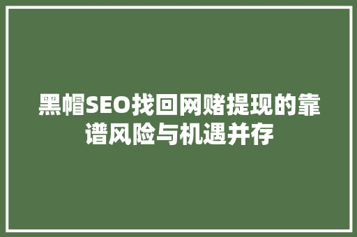 黑帽SEO找回网赌提现的靠谱风险与机遇并存