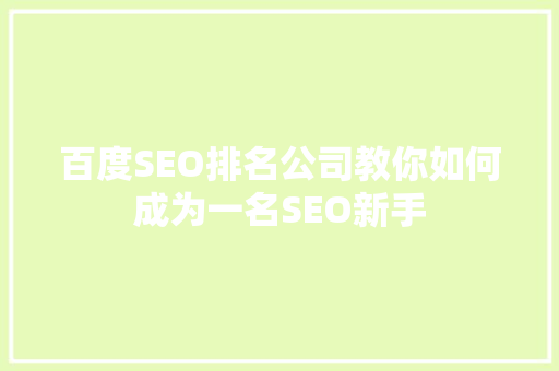 百度SEO排名公司教你如何成为一名SEO新手