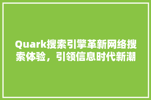 Quark搜索引擎革新网络搜索体验，引领信息时代新潮流