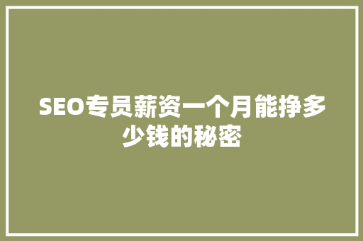 SEO专员薪资一个月能挣多少钱的秘密