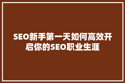 SEO新手第一天如何高效开启你的SEO职业生涯