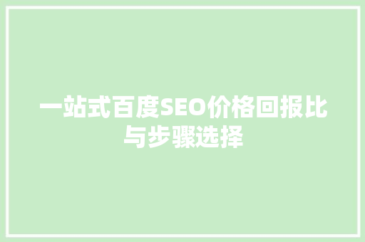 一站式百度SEO价格回报比与步骤选择