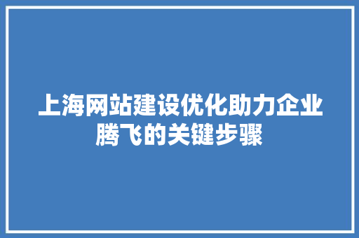 上海网站建设优化助力企业腾飞的关键步骤