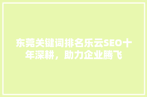 东莞关键词排名乐云SEO十年深耕，助力企业腾飞