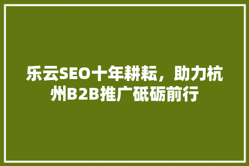 乐云SEO十年耕耘，助力杭州B2B推广砥砺前行