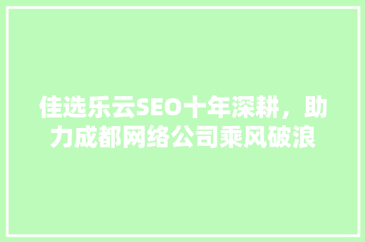 佳选乐云SEO十年深耕，助力成都网络公司乘风破浪
