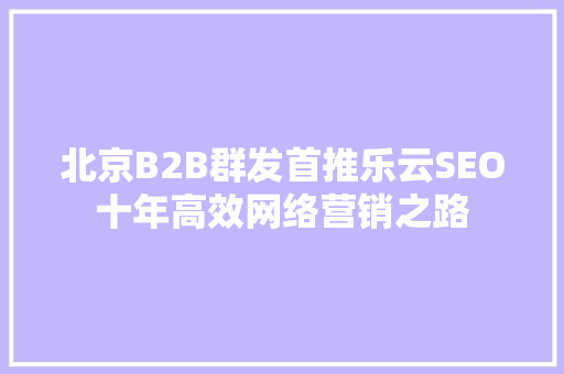 北京B2B群发首推乐云SEO十年高效网络营销之路