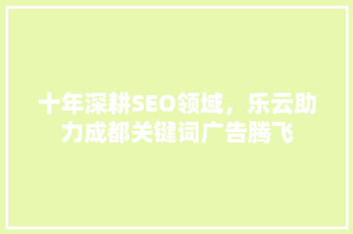 十年深耕SEO领域，乐云助力成都关键词广告腾飞