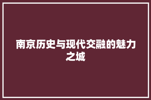 南京历史与现代交融的魅力之城