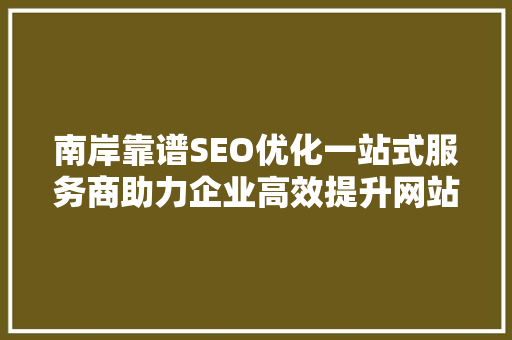 南岸靠谱SEO优化一站式服务商助力企业高效提升网站排名