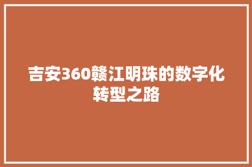 吉安360赣江明珠的数字化转型之路