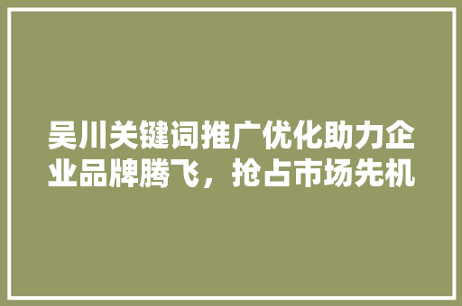 吴川关键词推广优化助力企业品牌腾飞，抢占市场先机