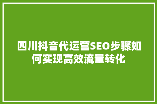 四川抖音代运营SEO步骤如何实现高效流量转化