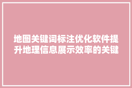 地图关键词标注优化软件提升地理信息展示效率的关键工具