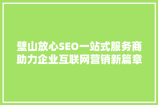 壁山放心SEO一站式服务商助力企业互联网营销新篇章