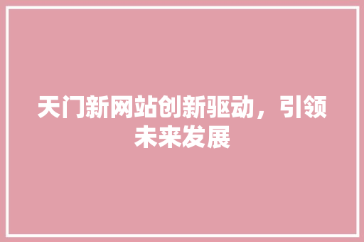 天门新网站创新驱动，引领未来发展