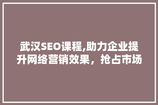 武汉SEO课程,助力企业提升网络营销效果，抢占市场先机