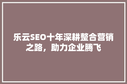 乐云SEO十年深耕整合营销之路，助力企业腾飞