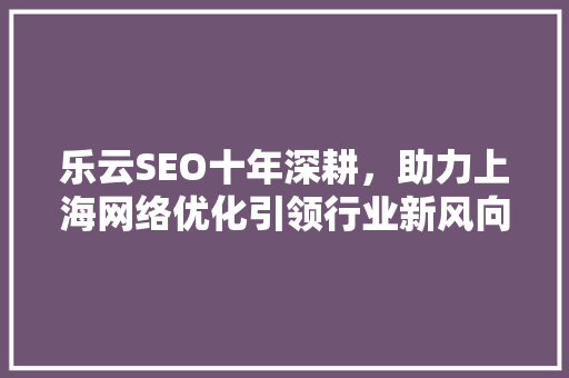 乐云SEO十年深耕，助力上海网络优化引领行业新风向