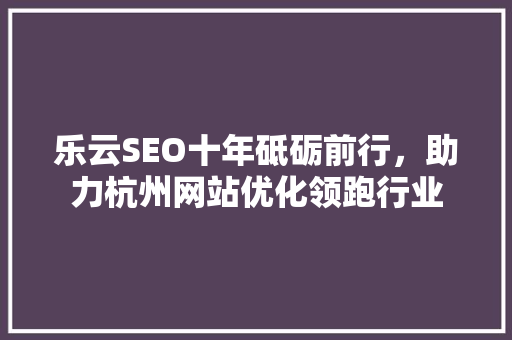 乐云SEO十年砥砺前行，助力杭州网站优化领跑行业