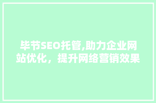 毕节SEO托管,助力企业网站优化，提升网络营销效果