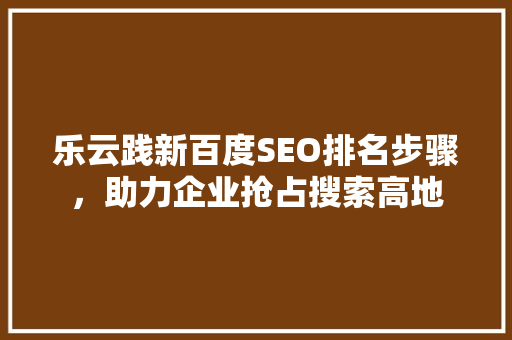 乐云践新百度SEO排名步骤，助力企业抢占搜索高地