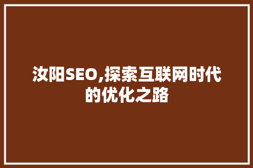 汝阳SEO,探索互联网时代的优化之路
