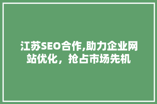 江苏SEO合作,助力企业网站优化，抢占市场先机