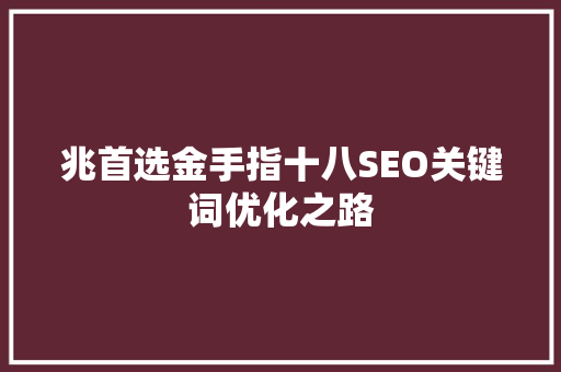 兆首选金手指十八SEO关键词优化之路