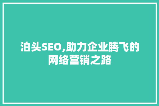 泊头SEO,助力企业腾飞的网络营销之路