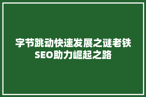 字节跳动快速发展之谜老铁SEO助力崛起之路